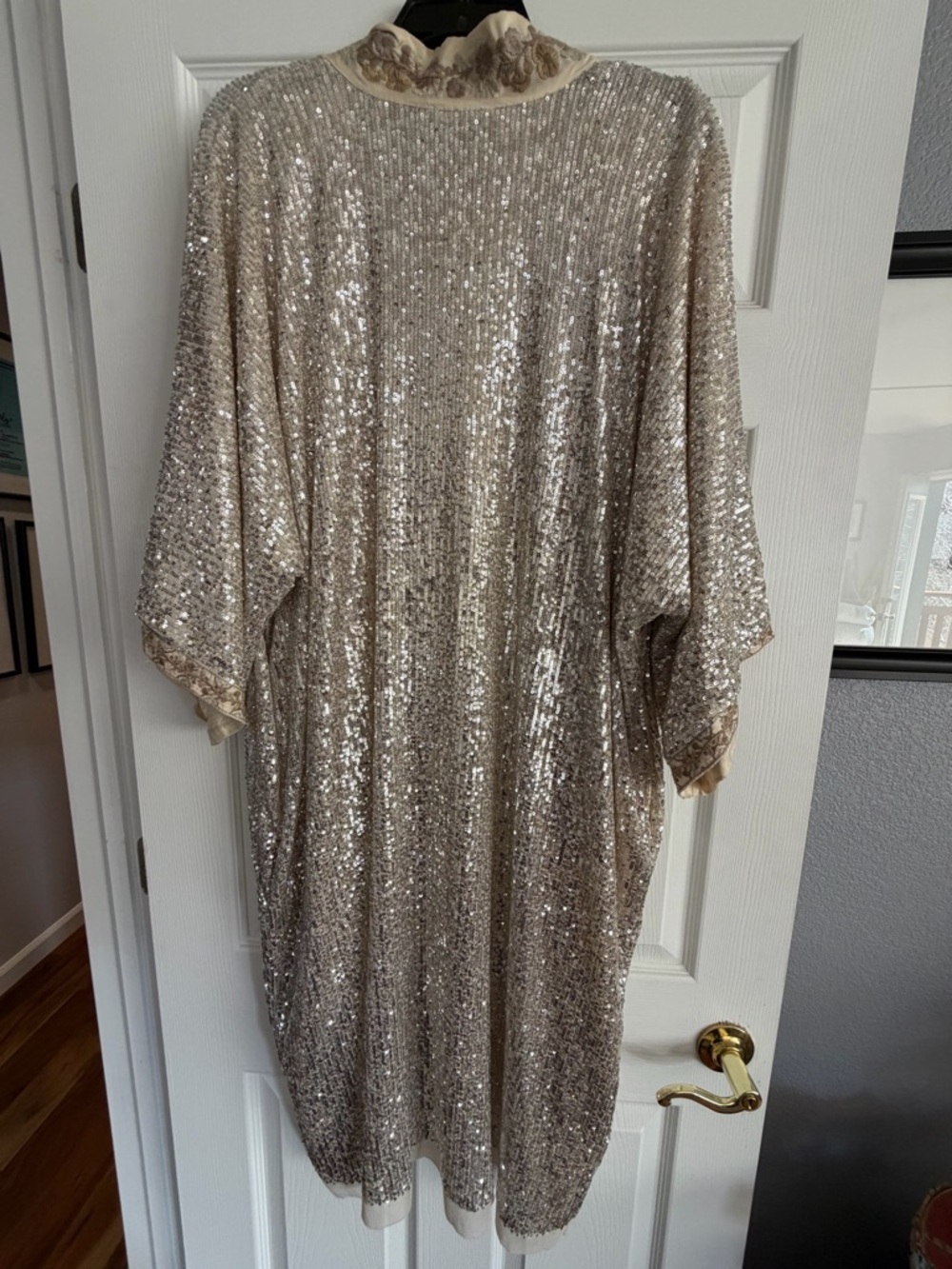 Johnny Was Sequin Kimono Duster in Champagne - Picture 3 of 7
